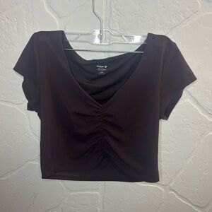 Old Navy Deep Brown Ruched Crop Top